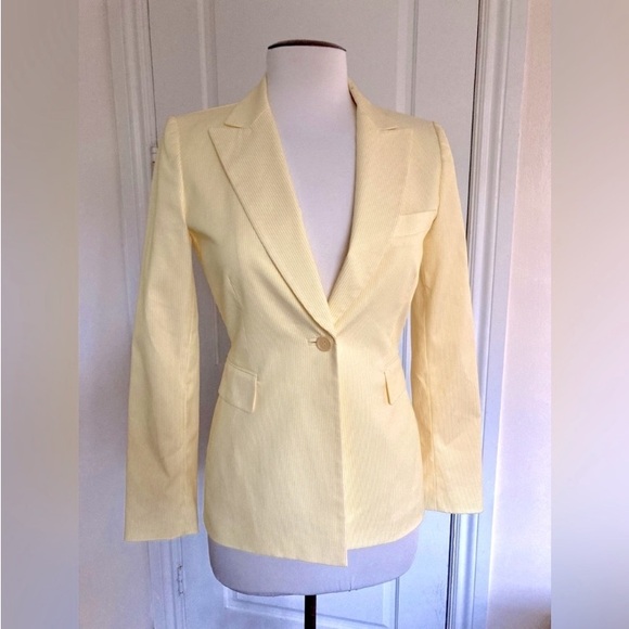 Isabella DeMarco Yellow & White Stripped Blazer Jacket. Tailored Style. - Picture 2 of 14